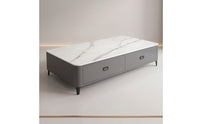 Modern Coffee Table with Drawers Minimalist Storage Coffee Table Glossy Furniture Contemporary for Living Room