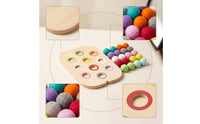 3 Pieces Educational Wooden Sensory Board Safe Sensory Board with Pom-Poms Tabletop Toy Fine Motor for Toddlers, Preschoolers, Kids, Playroom, Classroom, Homeschool