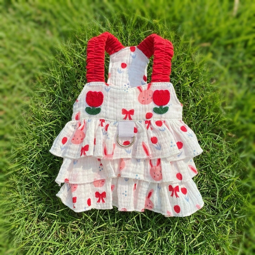 Pet Dress and Cat Dress with Ruffled Tiered Skirt, Thin Strap Dog Skirt, Summer Dog Clothes for Small Dog Outdoor Sun Protection Clothing