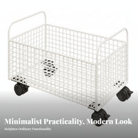 Large-Capacity Rolling Wire Storage Cart Rectangular Wire Basket Cart Removable Wheels for Desk