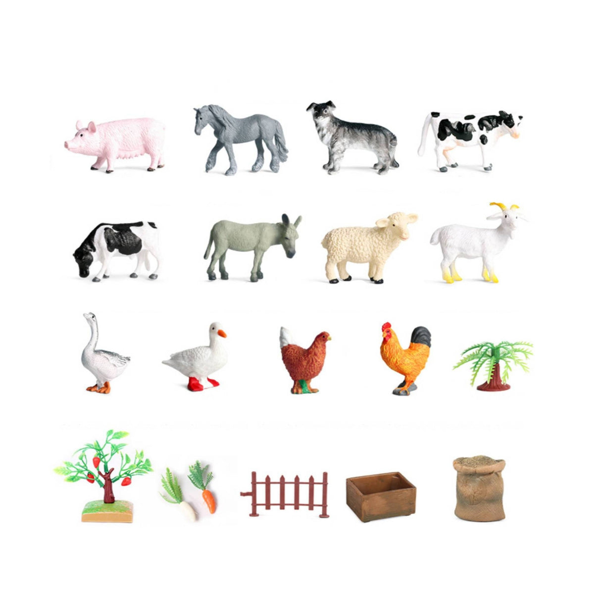 37 Pieces Detailed Miniature Farm Set with Fences Educational Farm Animal Figurines Playset Realistic Plastic Animal Figures Vibrant for Toddlers