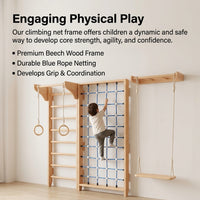 Indoor Climbing Wall System, Wooden Home Climbing Wall for Kids 4-6 Years, Playroom Climbing Wall with Holds, 5-Piece Indoor Playset for Grip Strength