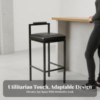 Bar Stool with Backrest Stable Structure Industrial Backrest Stool Heavy Duty