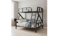 Metal Bunk Bed Space-Saving Bunk Bed Black Furniture for Students, Teens, Dorm Rooms, Small Apartments