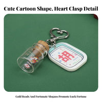 Glass Bottle Keychain Heart-Shaped Clasp Corked Vial Locket Bag Trinket Stylish Accessory for Mahjong Players, Purse, Backpack