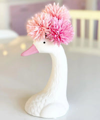 Nordic Ins Style White Ceramic Swan Vase with Pink Accent