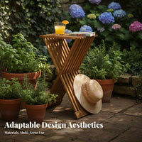 Folding Wooden Lounger Foldable Design Outdoor Furniture Space-Saving for Adults