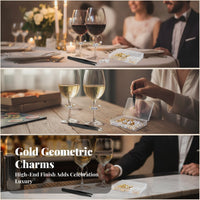 Personalized Glass Markers | Gold-Tone Metal Hoop, vino Glass Decoration Kit, for Weddings