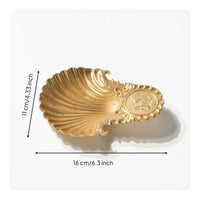 Metal Jewelry Tray with Gold Finish Shallow Shell Tray Classy Dish for Vanity