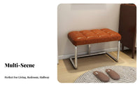 Tufted Entryway Stool Comfortable Seat Pad Button-Tufted Ottoman Versatile Versatile Use for Families, Adults, Bedroom