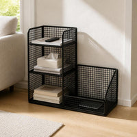 Under-Desk Rolling Storage Cart with Shelves for Books and Bags