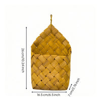 Wood Strip Basket Natural Hanging Wall Basket Rustic for Entryway, Bedroom