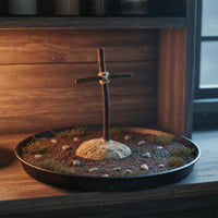 Wood Cross Model Handmade Look Miniature Ornament for Table Display