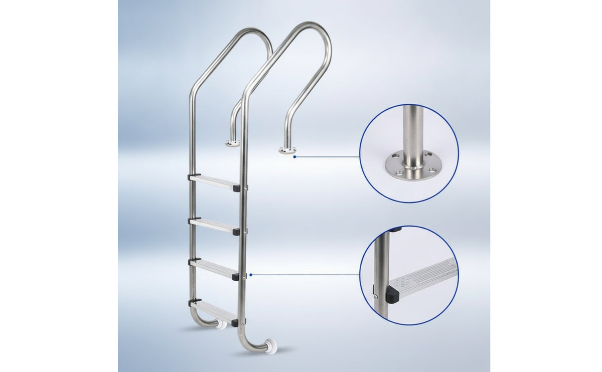 Stainless Steel Pool Ladder Non-Slip Pool Ladder with Handrails Polished