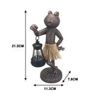 Frog Statue with Lantern Resin Lawn Ornament Decorative for Pathway