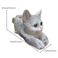 Lying Cat Planter Textured Resin Kitten Planter Kawaii for Courtyard