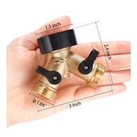 Y-Splitter with Handles Brass Y Valve Threaded for Lawn Watering, Homeowners
