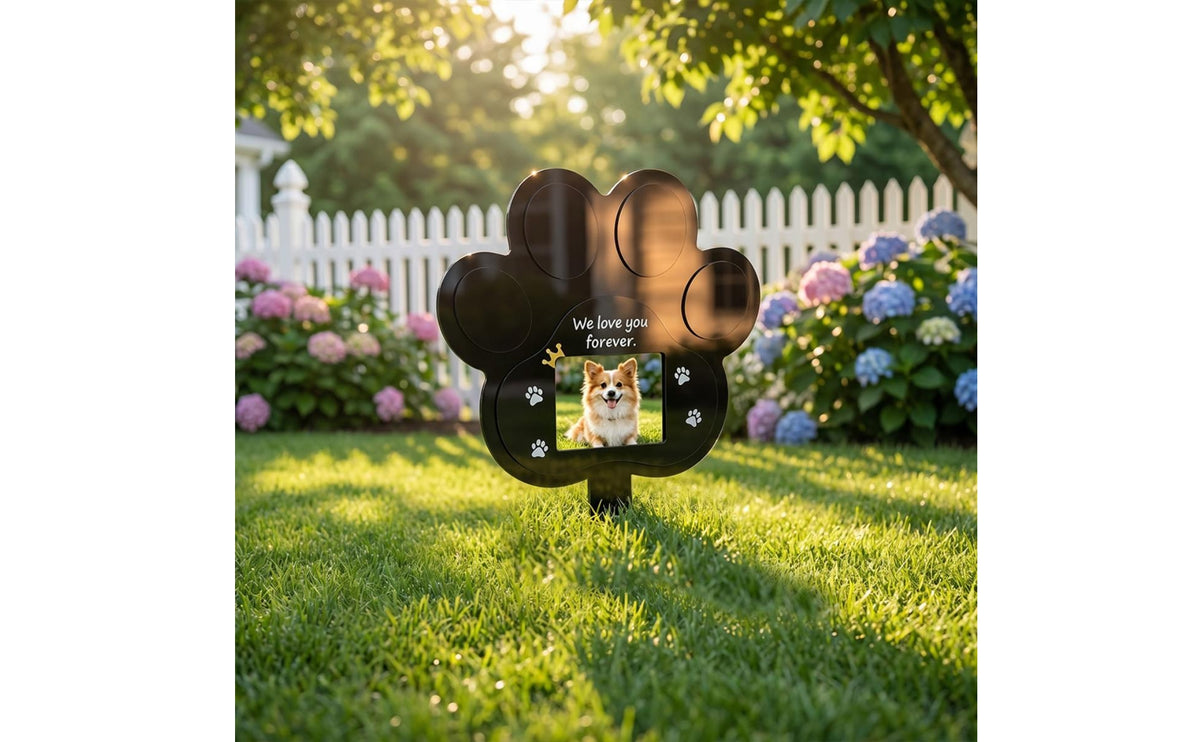 Weatherproof Paw Print Memorial Stake Easy to Install Pet Memorial Stake Decorative Pet Grave Marker Elegant for Garden