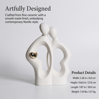 Abstract Couple Statue Hugging, Modern Ceramic Porcelain Figurine Ornaments for  #variant:White