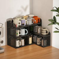 Space-Saving Corner Mug Organizer Compact Countertop Mug Organizer Sturdy Corner Storage Rack Multifunctional for Kitchen