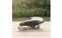 Vintage-Style Cycle Saddle with Springs Sprung Leather Cycle Saddle Riveted Retro Bike Seat Shock-Absorbing for Hobbyists, Commuters, Cruiser Bikes