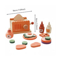 Pretend Bread Maker Toy Bright Colors Wooden Breakfast Toy Screen Fun Pretend Food Set for Playroom