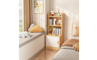 Storage Cabinet with Door Wooden Narrow Bookcase Floor-Standing Bedside Bookshelf for Kids, Bedroom, Small Areas, Living Room