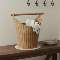 Imitation Rattan Storage Tote Easy to Clean Toilet Paper Holder Basket With Handles Toilet Paper Basket for Bedroom