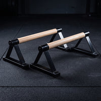 2 Pieces Upper-Body Press Stands with Wooden Grips Triangular Wooden Parallettes Compact Barres Pompes En Bois for Calisthenics Athletes, Home Gym