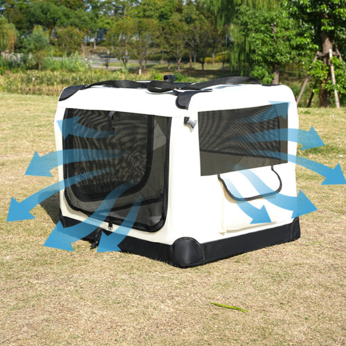 Soft-Sided Travel Crate Mesh Panels Soft-Sided Pet Crate Folding Kennel Ventilated Pet Supplies Easy Transportation