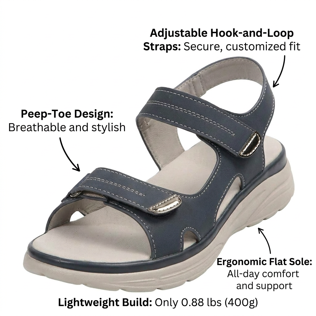 Women's Strap Flat Sandals for Casual Wear, Sport with Round Toe Design, Comfortable Walking for Outdoor Activities