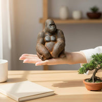 Seated Gorilla Statue Rust Finish Gorilla Figurine Retro Distressed