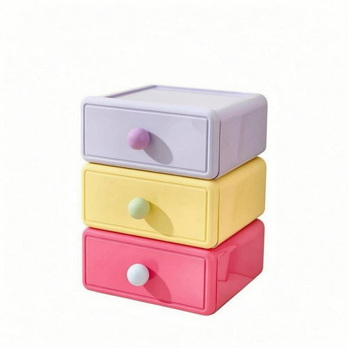 3 Pieces Desktop Drawer Storage Box Rounded Edges Desk Compact Storage Container