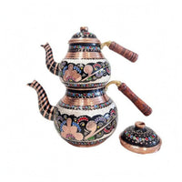 2 Pieces Nested Lidded Teapots Floral Engraving Decorative Item