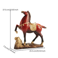 Horse Figurine with Saddle Rearing Decor Sculpted for Living Room, Office Desk