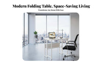 Foldable Desk with Shelves Space-Saving Design for Bedroom