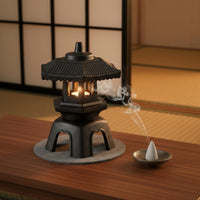 Cast Iron Candle Lantern Multifunction Use Japanese Garden Lantern for Tabletop