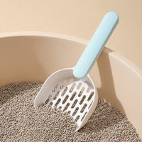 Cat Litter Sifter and Sifter Sieve with Base, Sand Sifter for Cats and Kittens, Angled Ladle for Box Trays, Grey