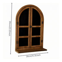 Arched Window Blackboard Wood Grain Wall Blackboard Paneled for Cafe