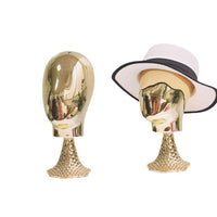 Gold Electroplated Head Model Display Stand for Headwear and Wigs