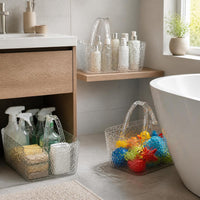 Portable Clear Shower Caddy Basket with Handle for Bathroom Dormitory Toiletries Storage