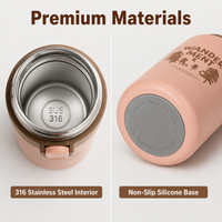 280ml Stainless Steel Water Bottle, Leakproof Thermal Flask, Flip-Top Travel Mug for Office & Car, Mini Insulated