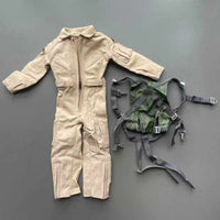 Flap Pockets Doll Pilot Suit Front Zipper Pilot Coverall Long Sleeves Single-Piece Coverall Stitched Seams