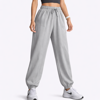 Joggers for Women with High Waist and Pockets, Ladies Trousers with Tapered Leg for Loungewear and Work, Baggy Elasticated