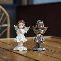 Praying Angel Figurine European Design Memorial Angel Statue Resin Craft Cherub Sculpture for Prayer Corner, Desktop, Graveyard
