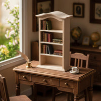 Dollhouse Bookcase Cabinet and Miniature Arched Cabinet Educational Play Arched Top Bookshelf