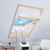 Portable Air Conditioner Window Seal Cover with Duct, Light Gray, Thickened, Rain and Wind Resistant