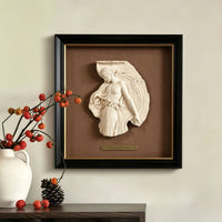 French Style Relief Wall Sculptural Raised Design Framed Sculpture Art Ready to Hang Vintage Wall Plaque for Entryway