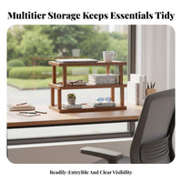 Tiered Wooden Display Stand Clutterclutterand uncluttered Organization Desktop Shelf clearstanding