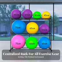 Space Saving Exercise Ball Storage Rack Stable Frame Exercise Ball Holder Heavy-Duty Steel Non-Slip